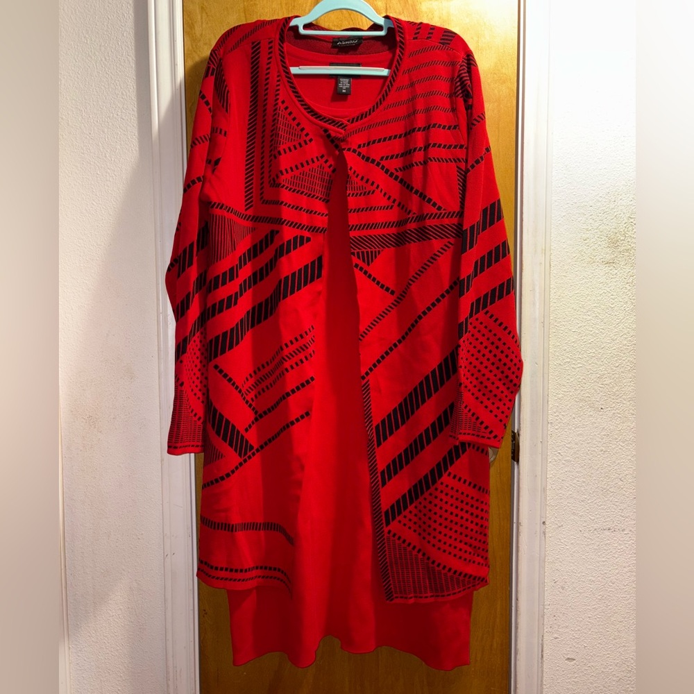 Red and Black Patterned Dress